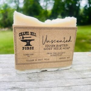 Image of a bar of unscented eczema soap made from goat milk and tallow, perfect for soothing and nourishing sensitive skin