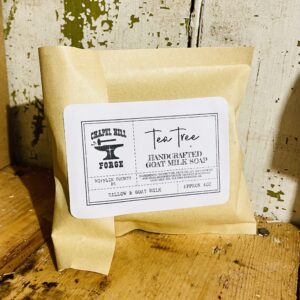 Acne soap with tea tree oil, goat milk, and tallow, ideal for blemish-prone skin.