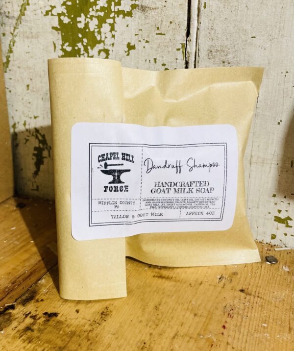 All-natural shampoo bar for dandruff made with goat milk and tallow, ideal for a soothing and nourishing hair care routine.
