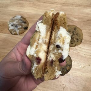 White Chocolate Cranberry Cookie gooey and delicious