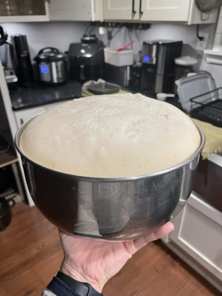 Bulk Fermentation and How to Know When to Shape Sourdough -Sourdough Temps for Bulk Fermenting - bowl of dough ready to shape